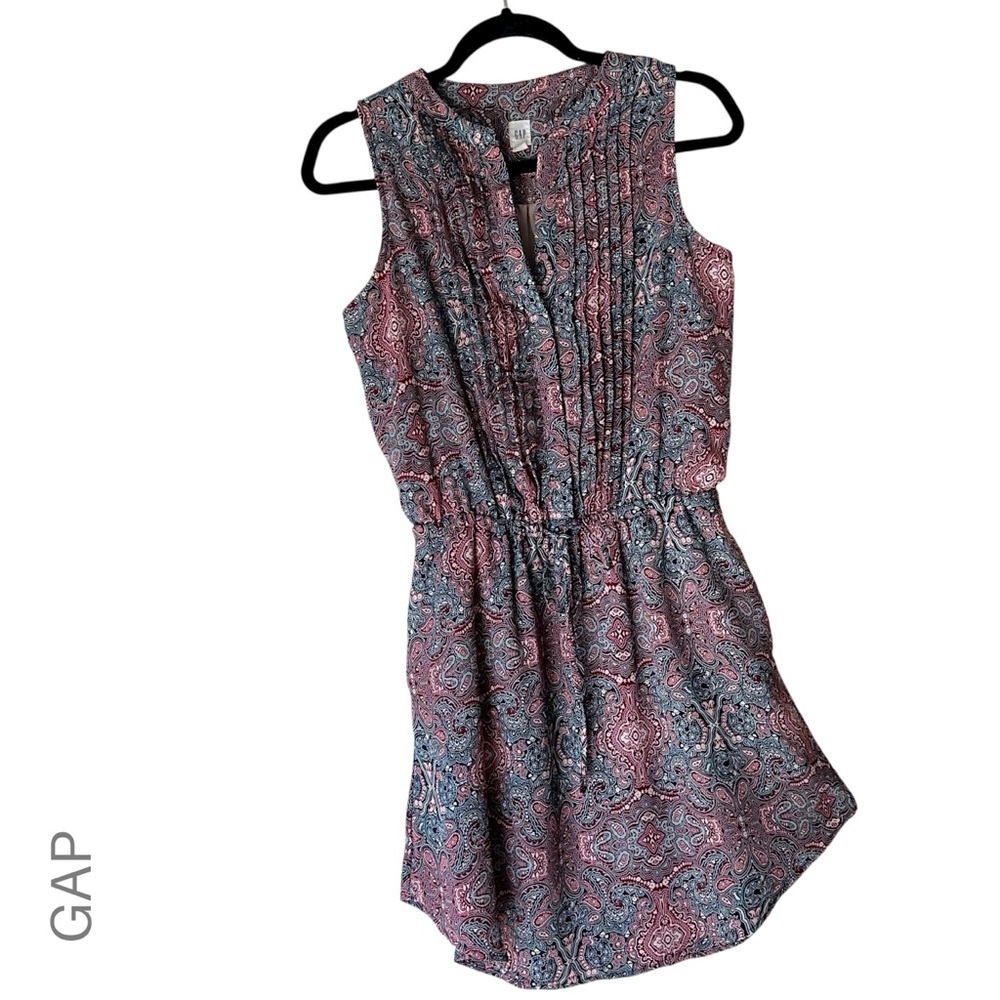 GAP NWOT PINTUCK SHIRTDRESS SLEEVELESS DRAWSTRING WAIST LINED | EXTRA SMALL